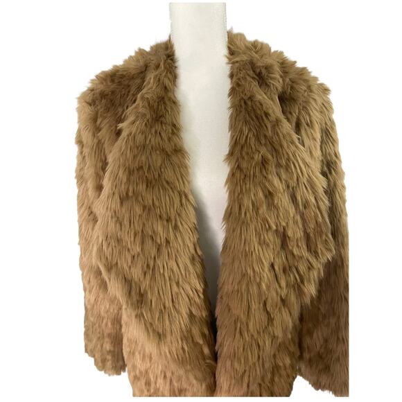 BB Dakota by Steve Madden Shag Faux Fur Taupe Jacket Coat Size Large - NWOT - Picture 2 of 12